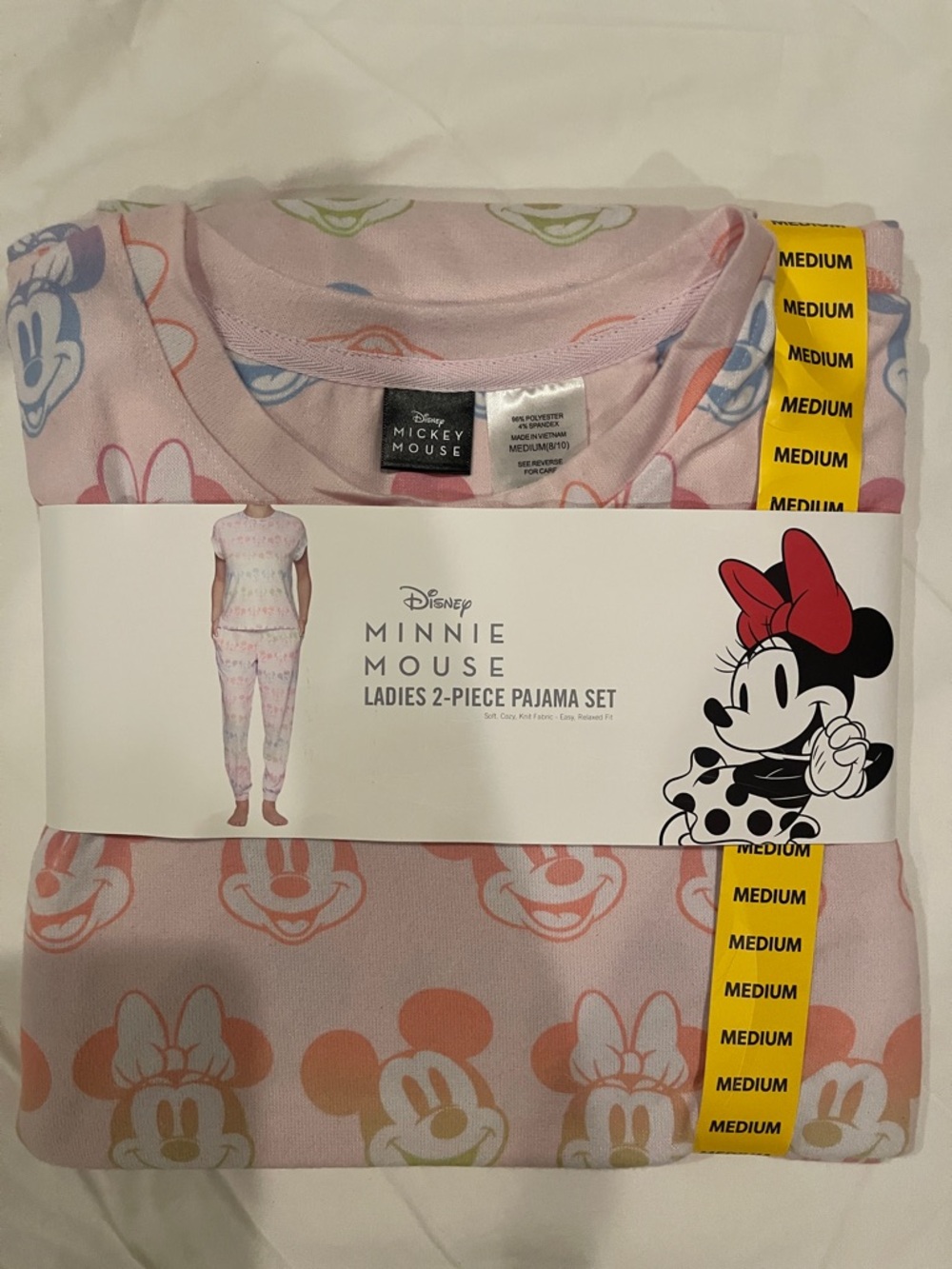 Disney Minnie Mouse Pink and Coral Ladies 2-Piece Pajama Set